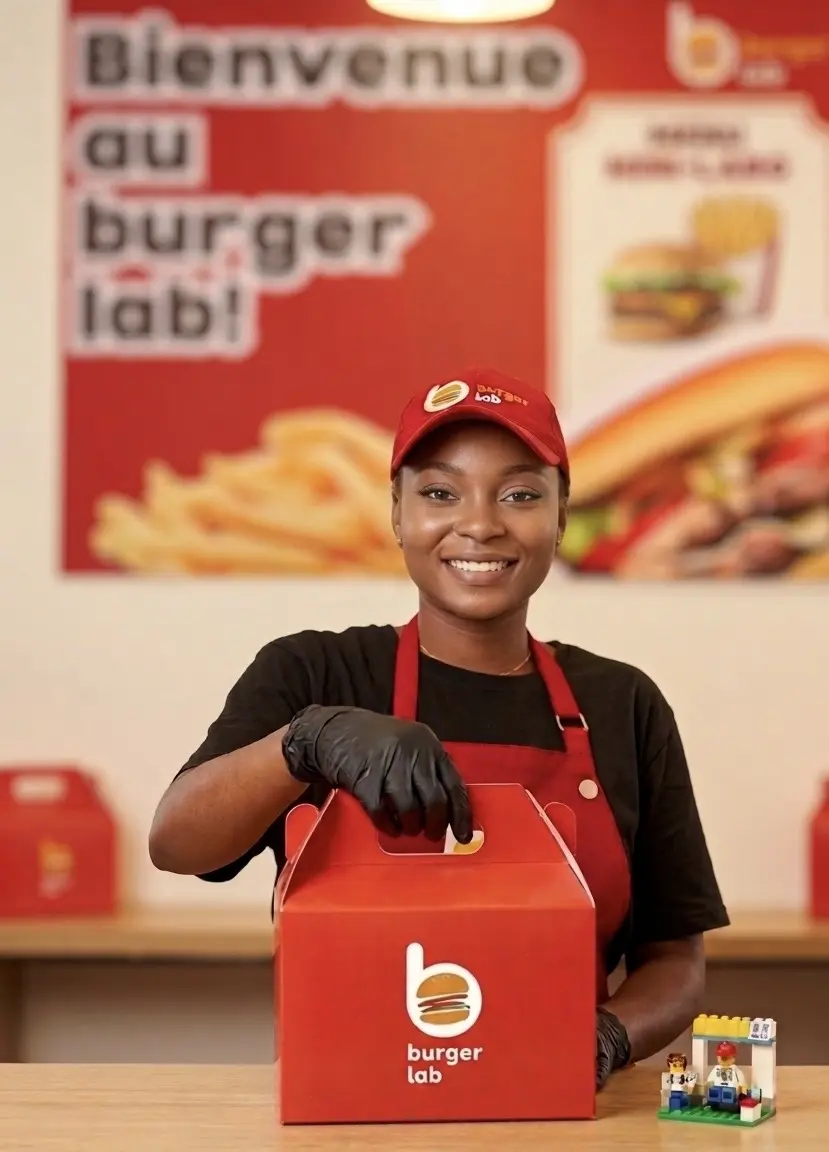 Burger Lab team member welcoming guests